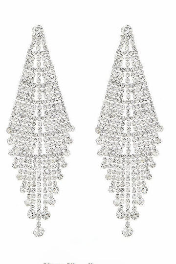 Skinnende sølv Long Rhinestones øredobber